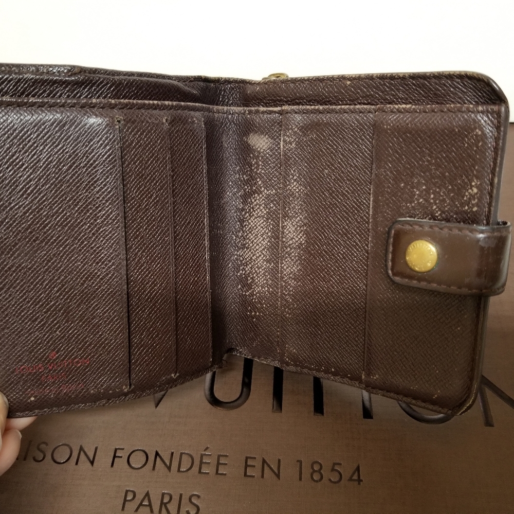 LOUIS VUITTON Damier ebene zipper compact wall #11 - Picture 6 of 16